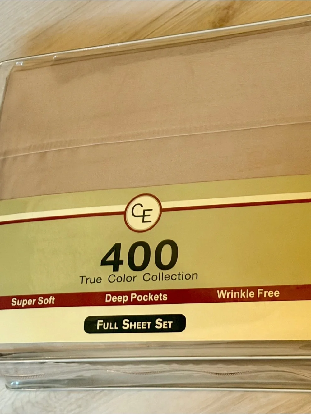 CE 400 Thread Count Full Sheet Set Taupe Brown Deep Pocket Wrinkle Free New